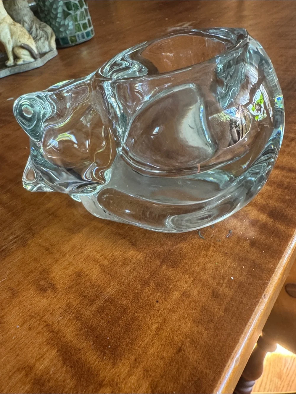 Avon Clear Glass Cat Candle Holders - Transparent